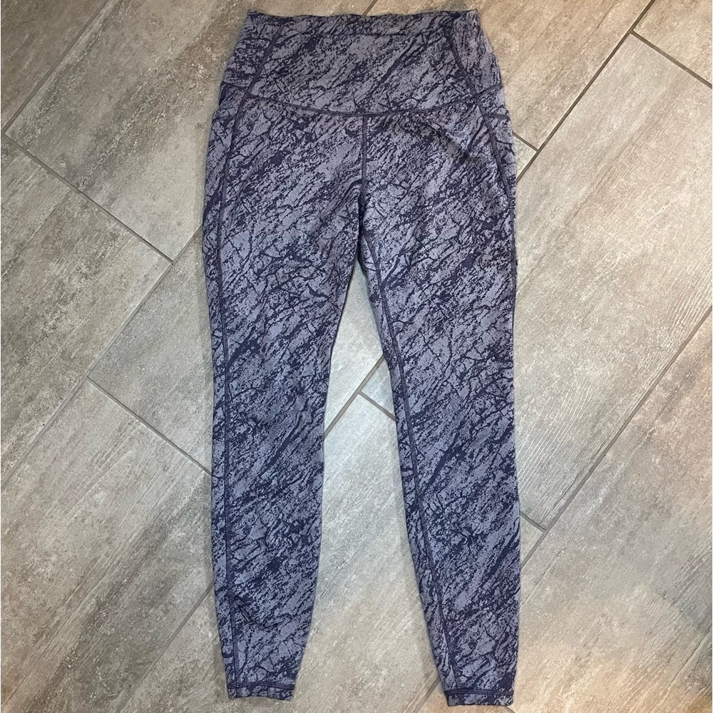 ALL In Motion Purple Heather Marble Leggings High Rise Pockets - Women’s Size S